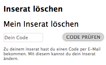 Wie kann ich mein Inserat löschen?